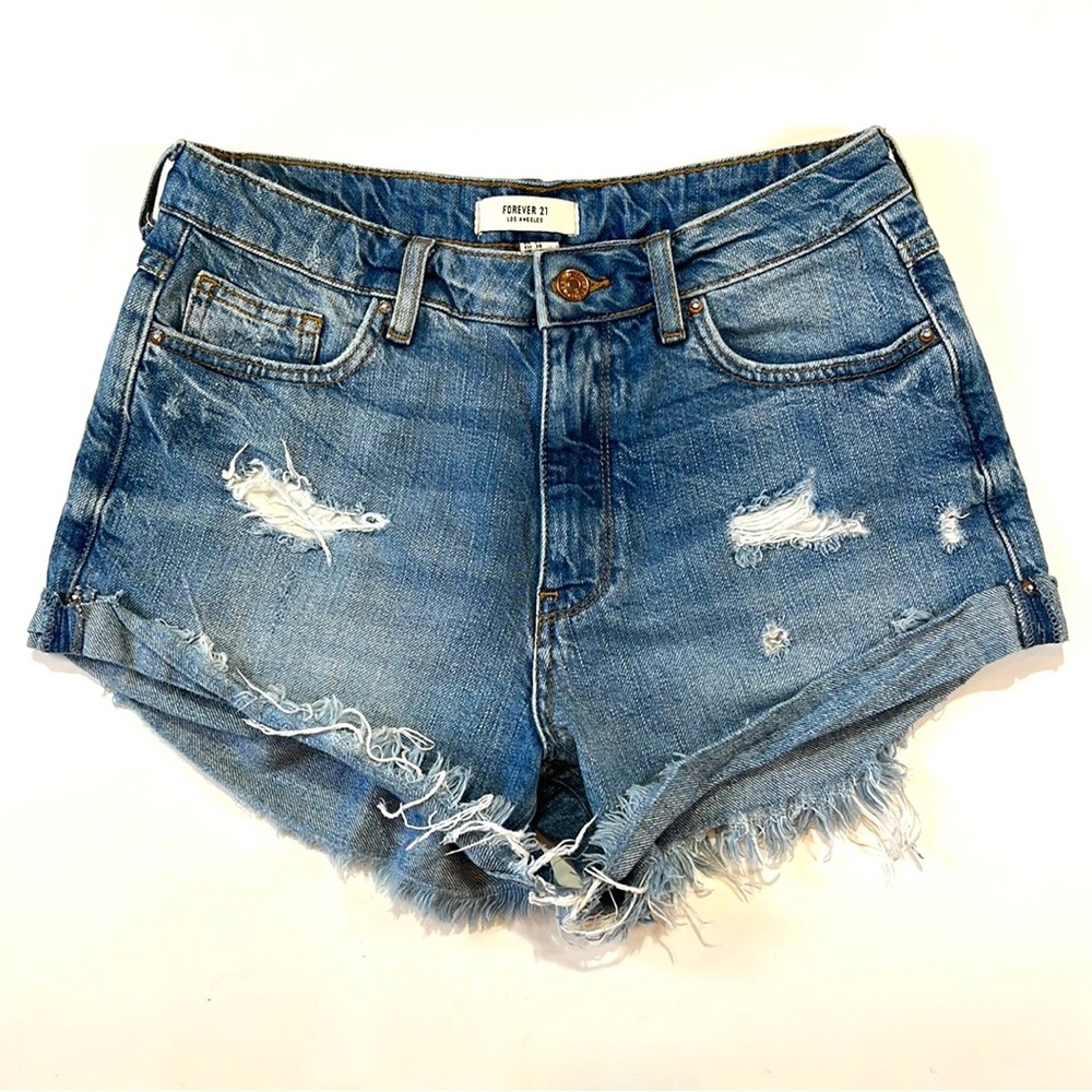 Forever 21 Cut Off Distressed Denim Booty Jean Shorts Womens 27